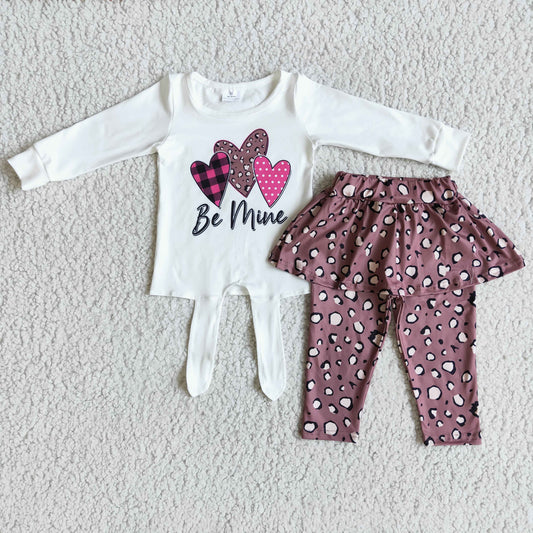 girl valentine's day long sleeve outfit be mine letter clothes