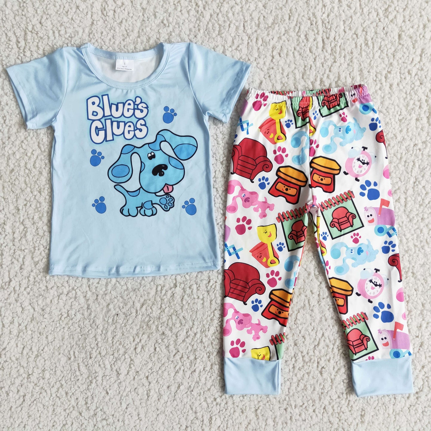 boy fahion light blue top and pants outfit with short sleeve