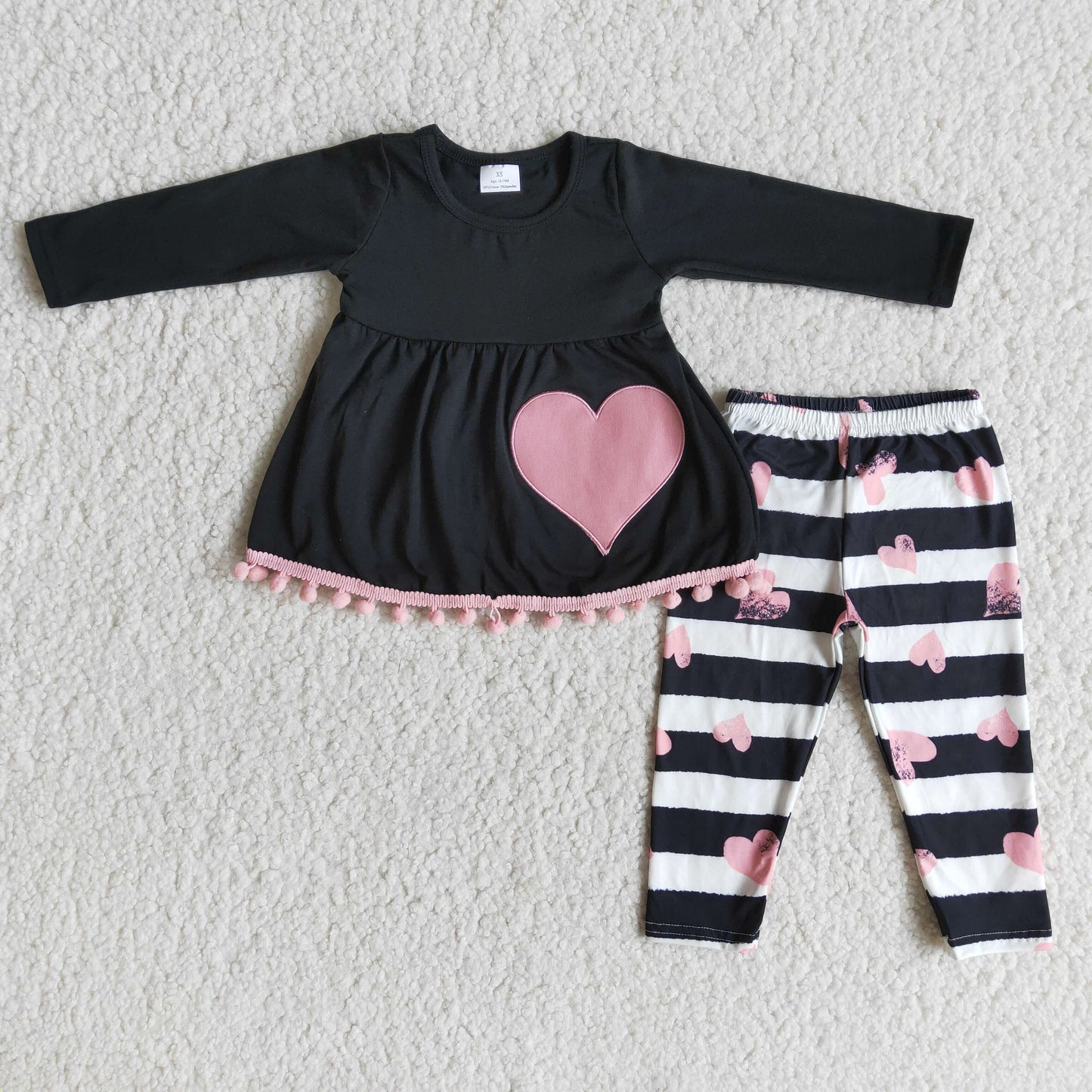 ready to ship cotton long sleeve outfit for girl valentine's day