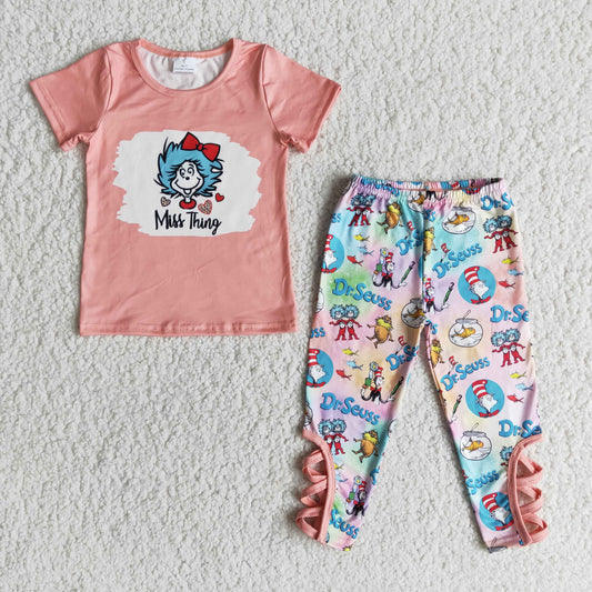 pink top and long pants outfit for girl ready to ship