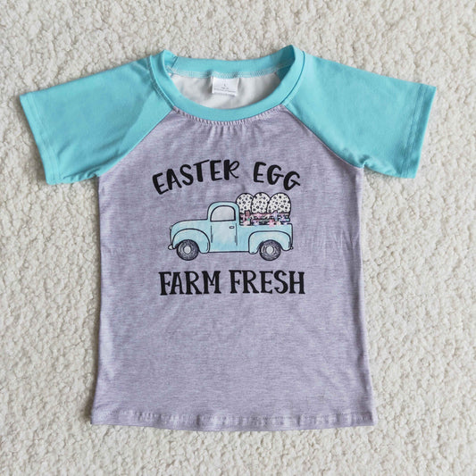 boy easter egg letter design raglan shirt kids short sleeve easter day top