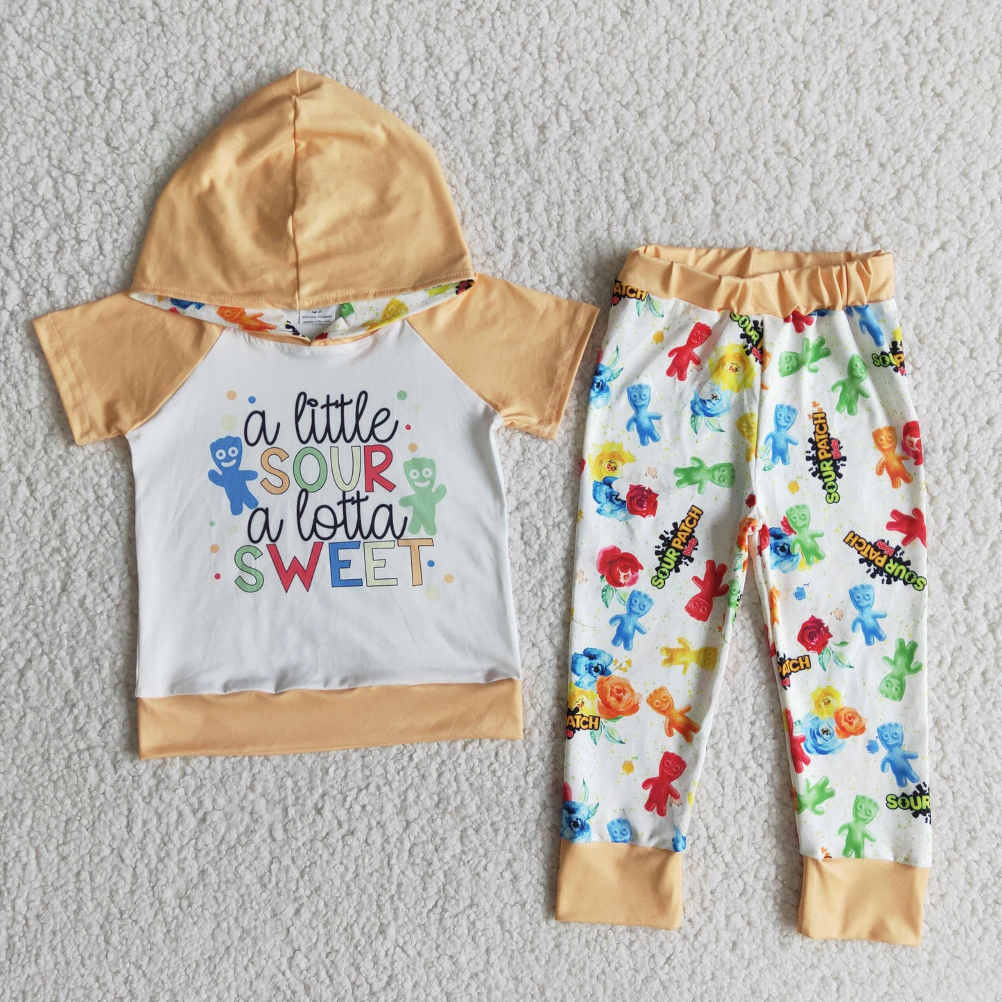 boy light yellow hoodie outfit with short sleeve