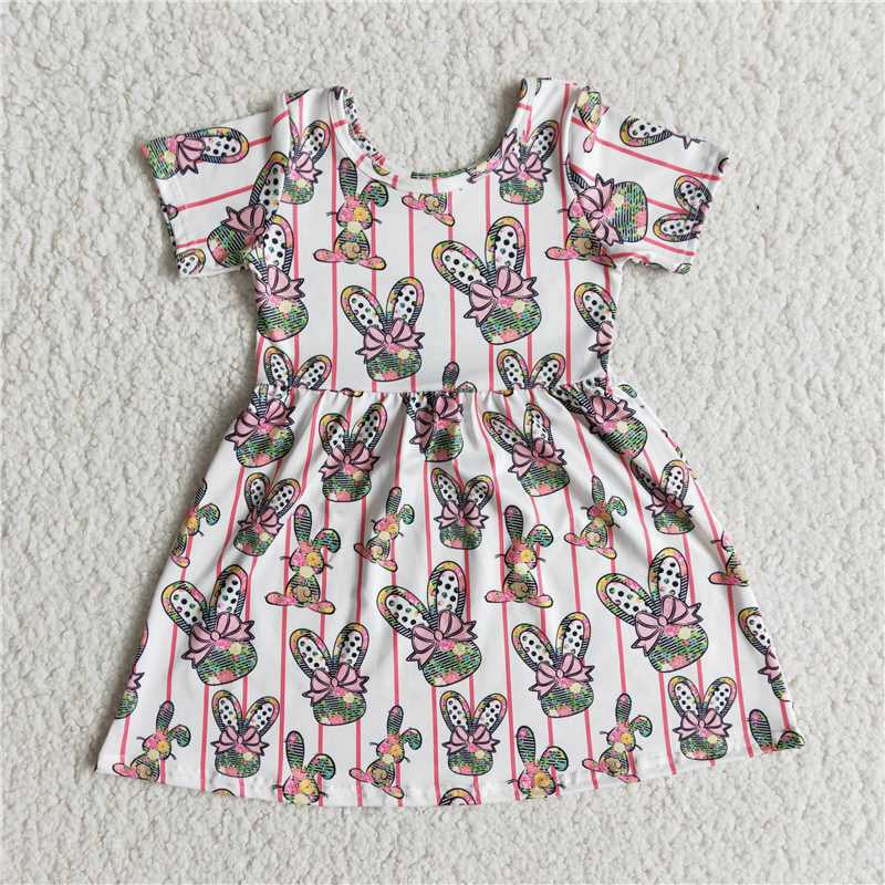 baby girl short sleeve cute bunny dress