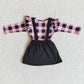 baby girls plaid heart pattern skirt outfit with button