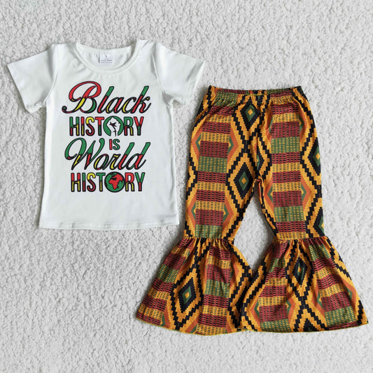 girl black history letter design short sleeve outfit