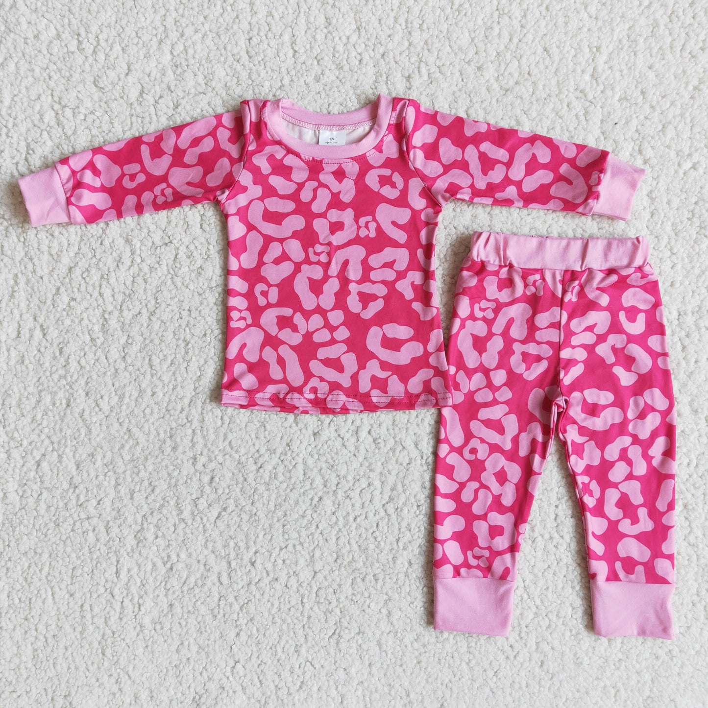 kids long sleeve pajamas rose red outfit