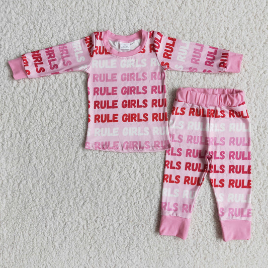 kids long sleeve pajamas with letter design