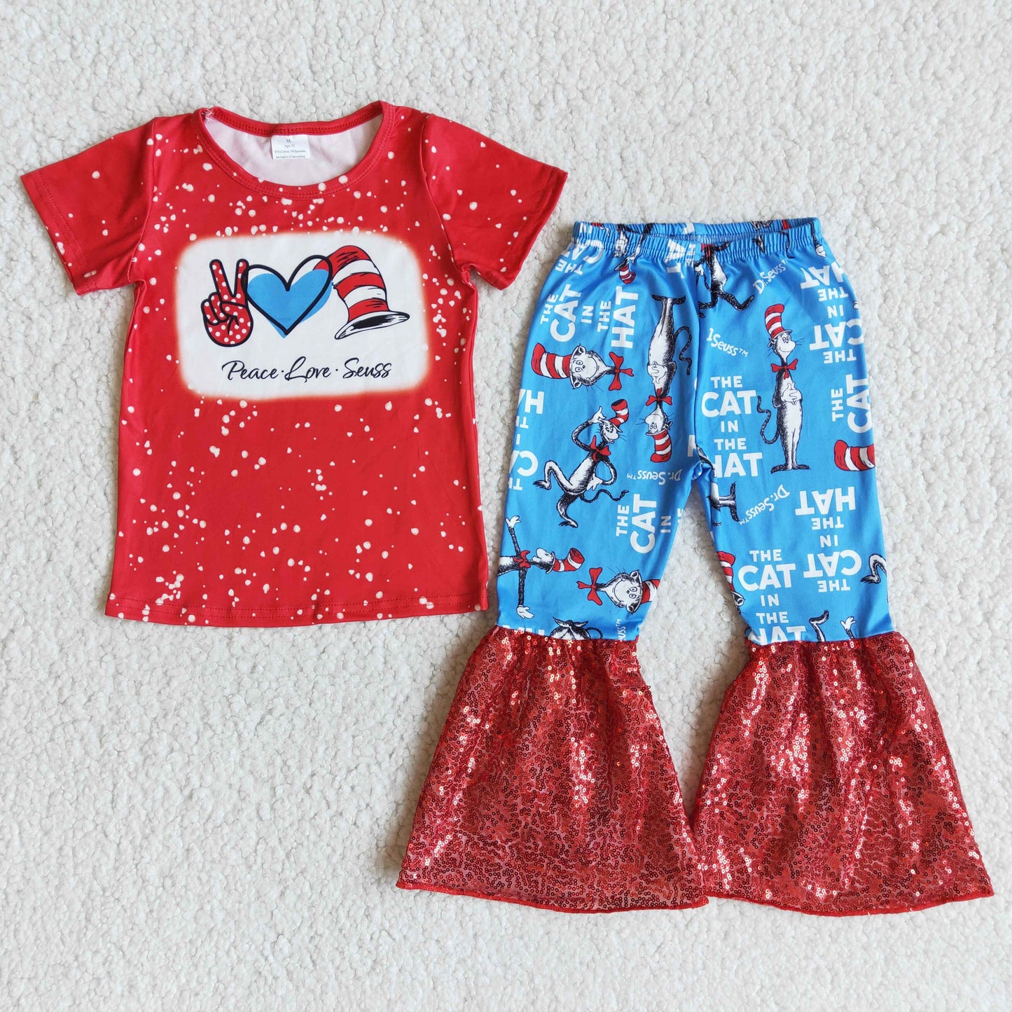 girl short sleeve top sequin flare pants set kids outfit