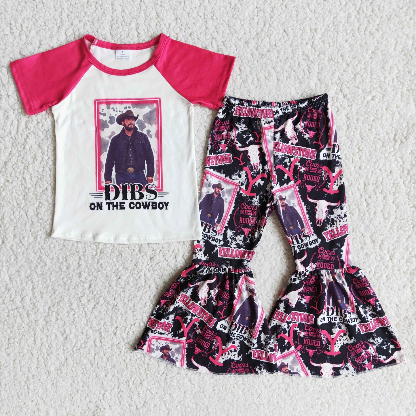 girl raglan shirt and flare pants outfit