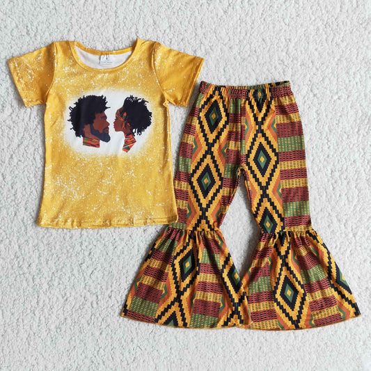 kids o-neck top and bell pants with elastic waist