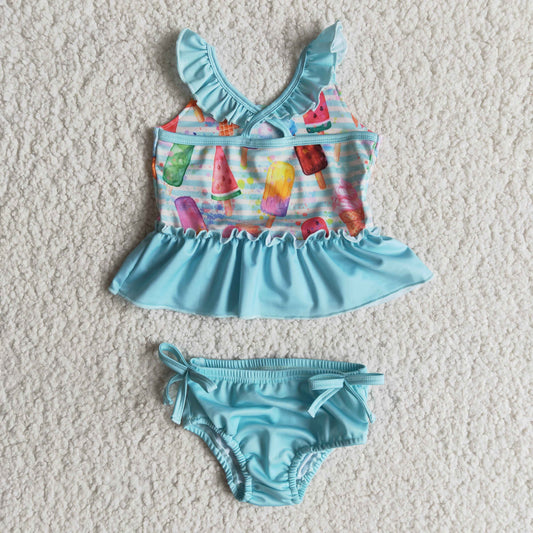 girl summer sleeveless swim 2 pieces set