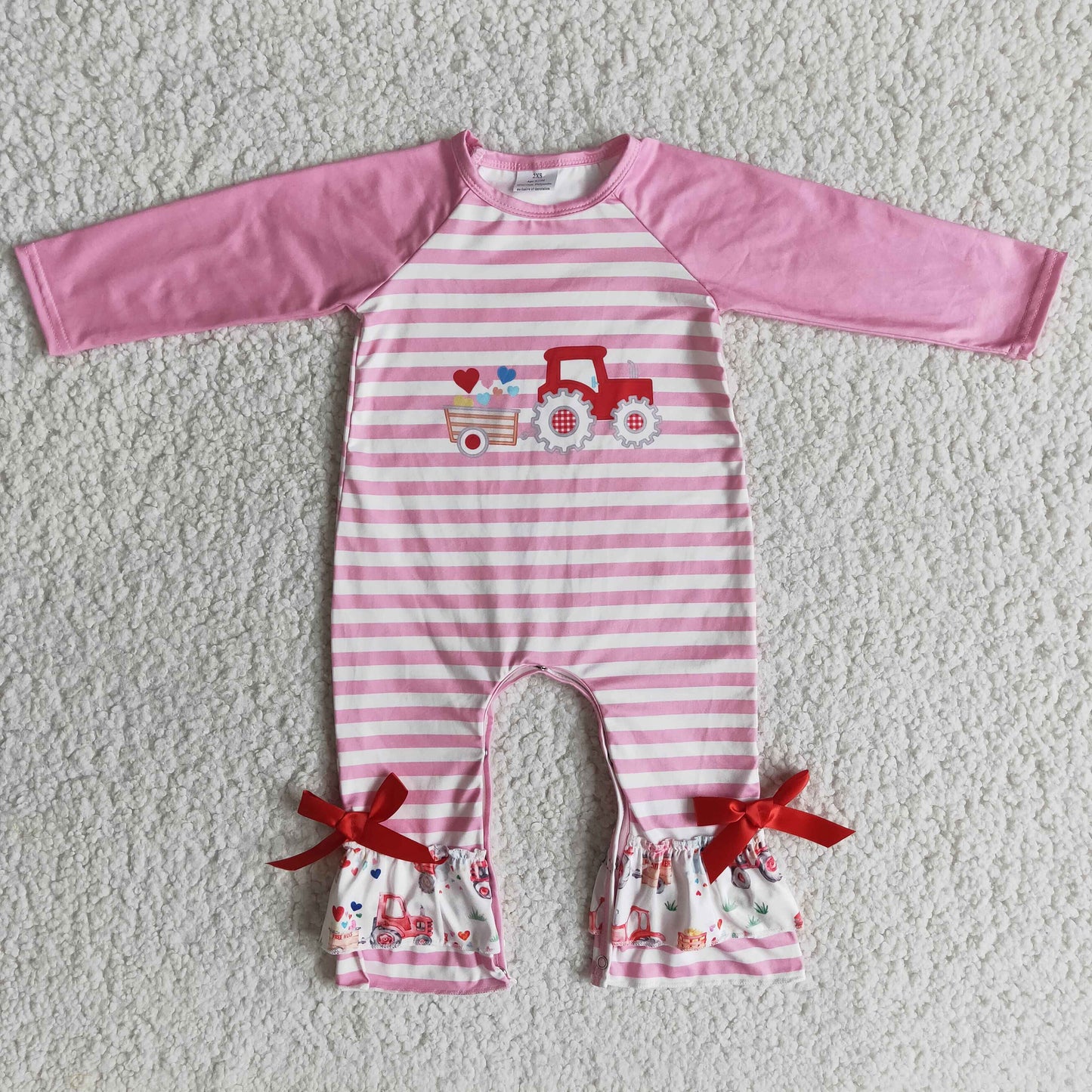 valentine's day heart pattern and stripes romper