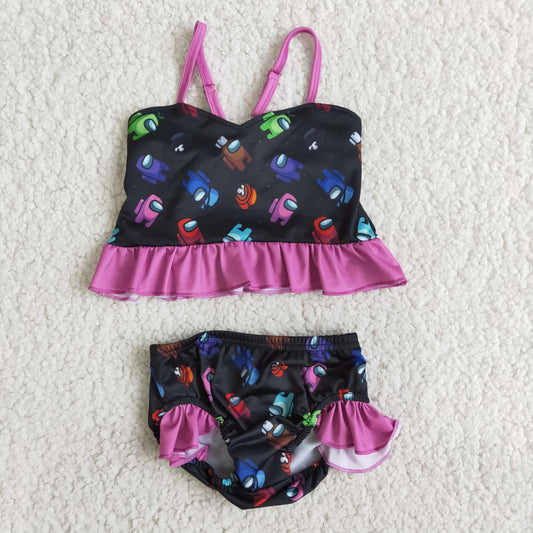 baby girls adjustable shoulder straps 2 pieces set swimsuit