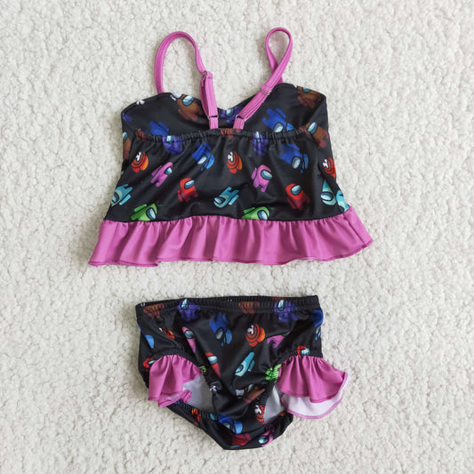 baby girls adjustable shoulder straps 2 pieces set swimsuit