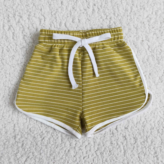 kids summer 100% cotton stripes shorts with elastic brand