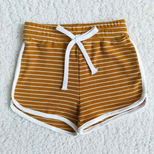 kids summer 100% cotton stripes shorts with elastic brand