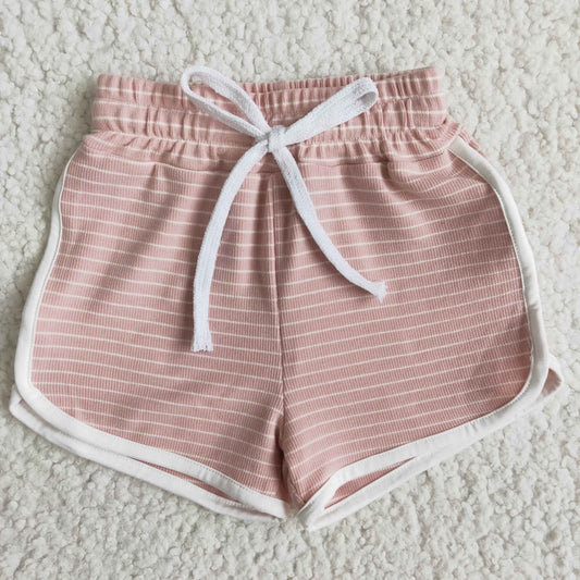 boy and girls summer 100% cotton stripes shorts with elastic waist