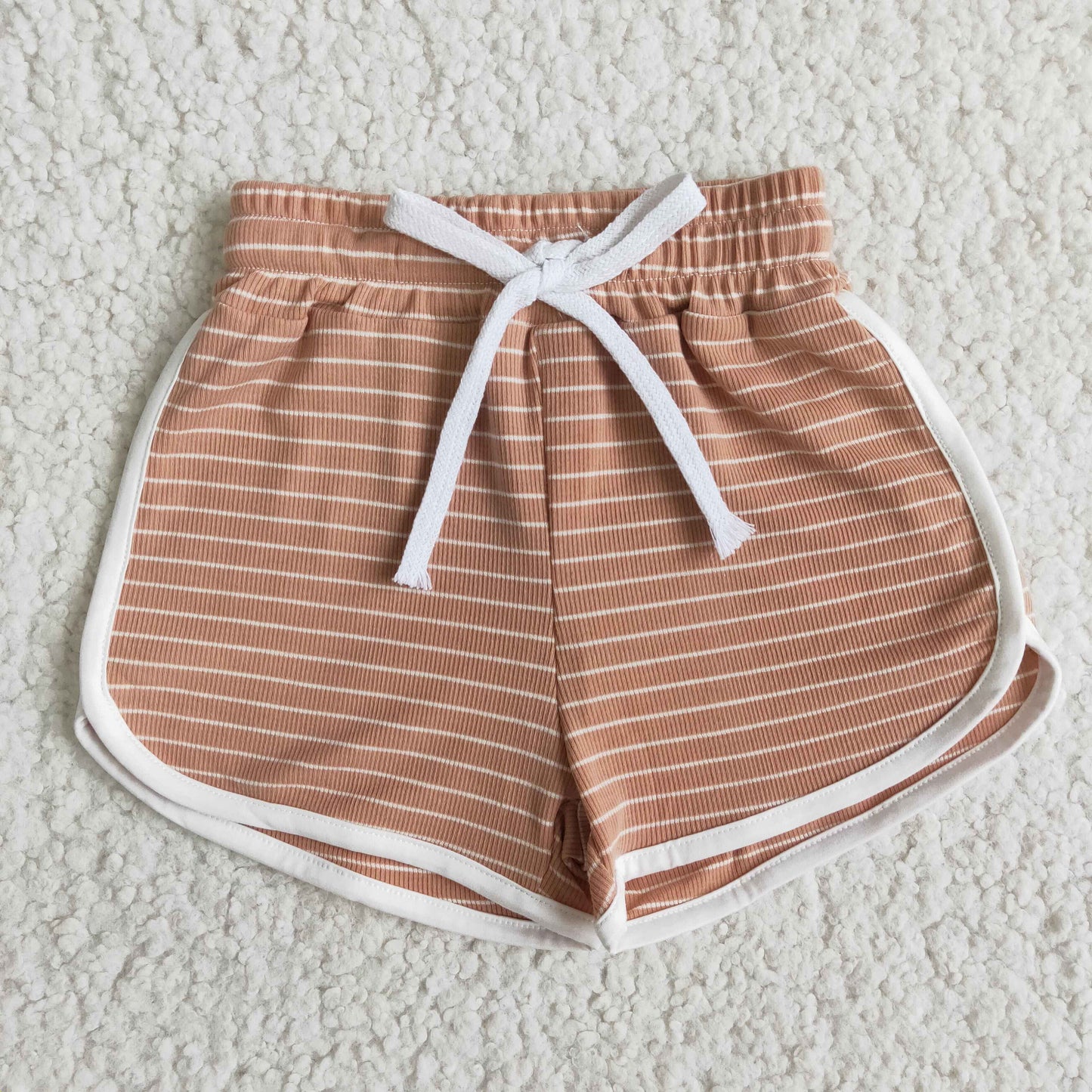 kids summer 100% cotton stripes shorts with elastic waist