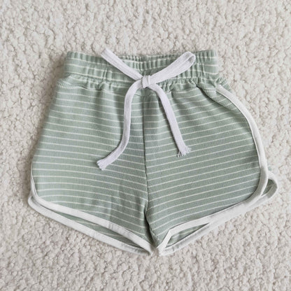 kids summer 100% cotton stripes shorts with elastic waist