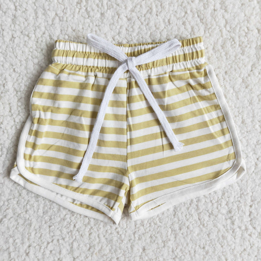 girl wide stripes summer shorts with elastic waist