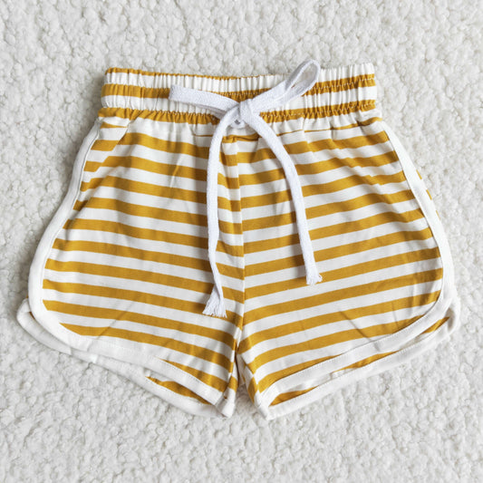 girl wide stripes summer shorts with elastic waist