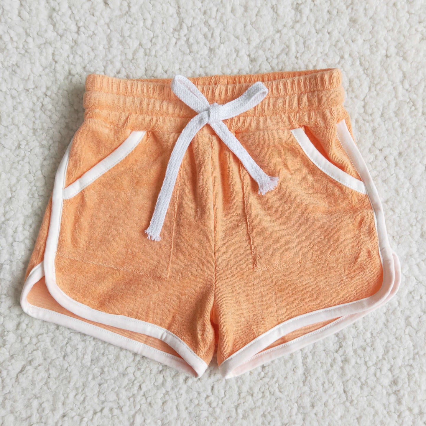 girl solid color cotton shorts with pockets