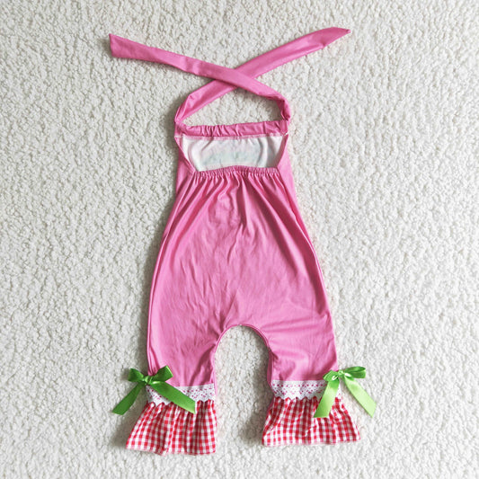 infants pink jumpsuit with lace baby girl sleeveless romper