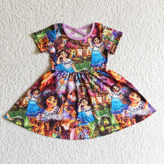 summer cute girl short sleeve twirl dress