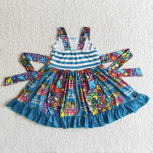 baby girls new arrival sleeveless frock kids high quality twirl dress with belt