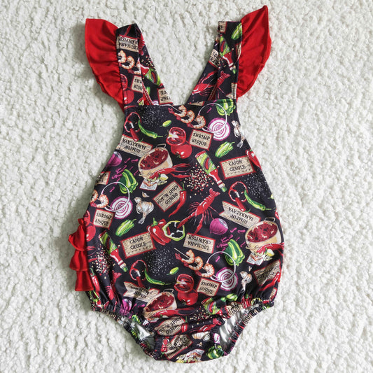 baby girls fashion flutter sleeve romper infants double ruffles jumpsuit