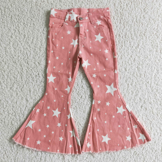 girl high quality jeans kids star pattern denim pants with button