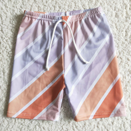 boy wide stripes elastic waist swimming shorts