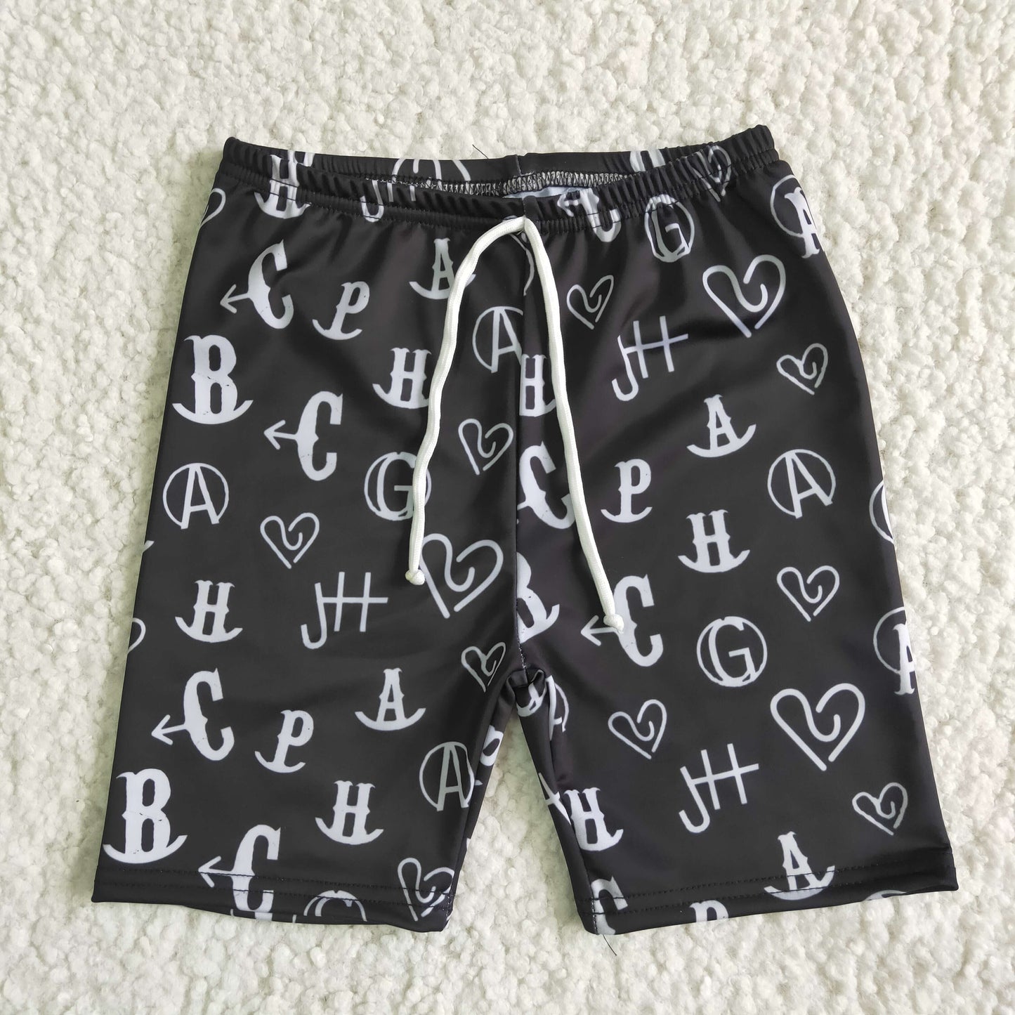 boy summer fashion letter design swimming shorts with elastic waist