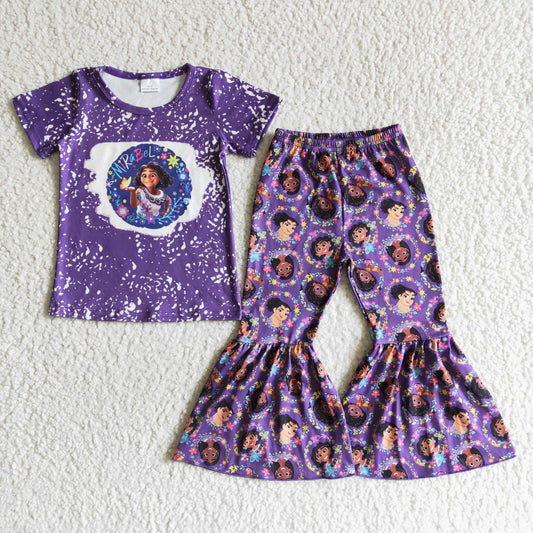 girl purple outfit with tie-dye design
