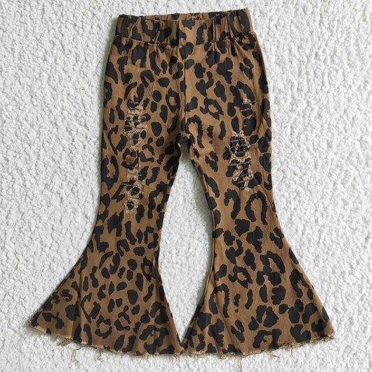 toddler girls leopard bell pants with elastic waist