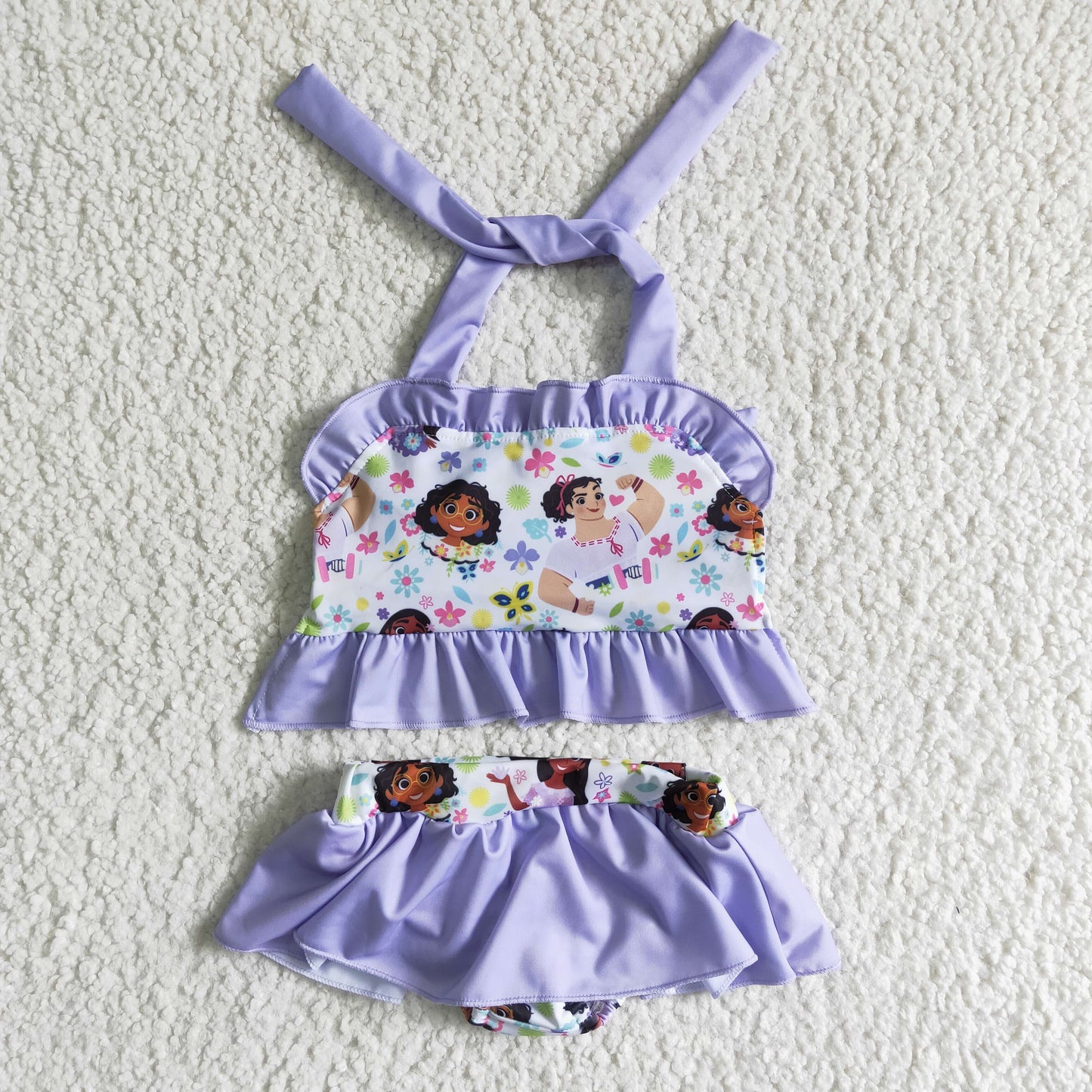 baby girls purple suspender swimsuit kids summer fashion swimming outfit