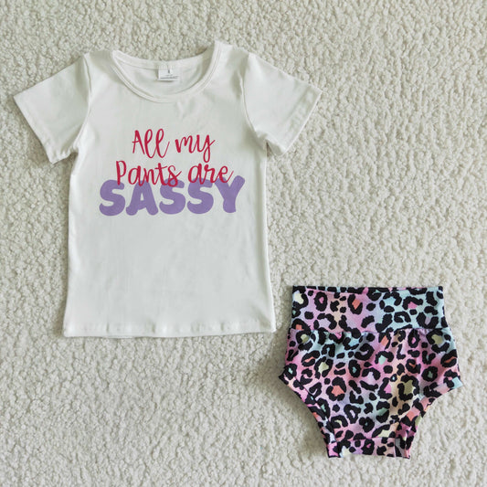 baby girls letter design white t-shirt match leopard bummie suit infants summer outfit with headband