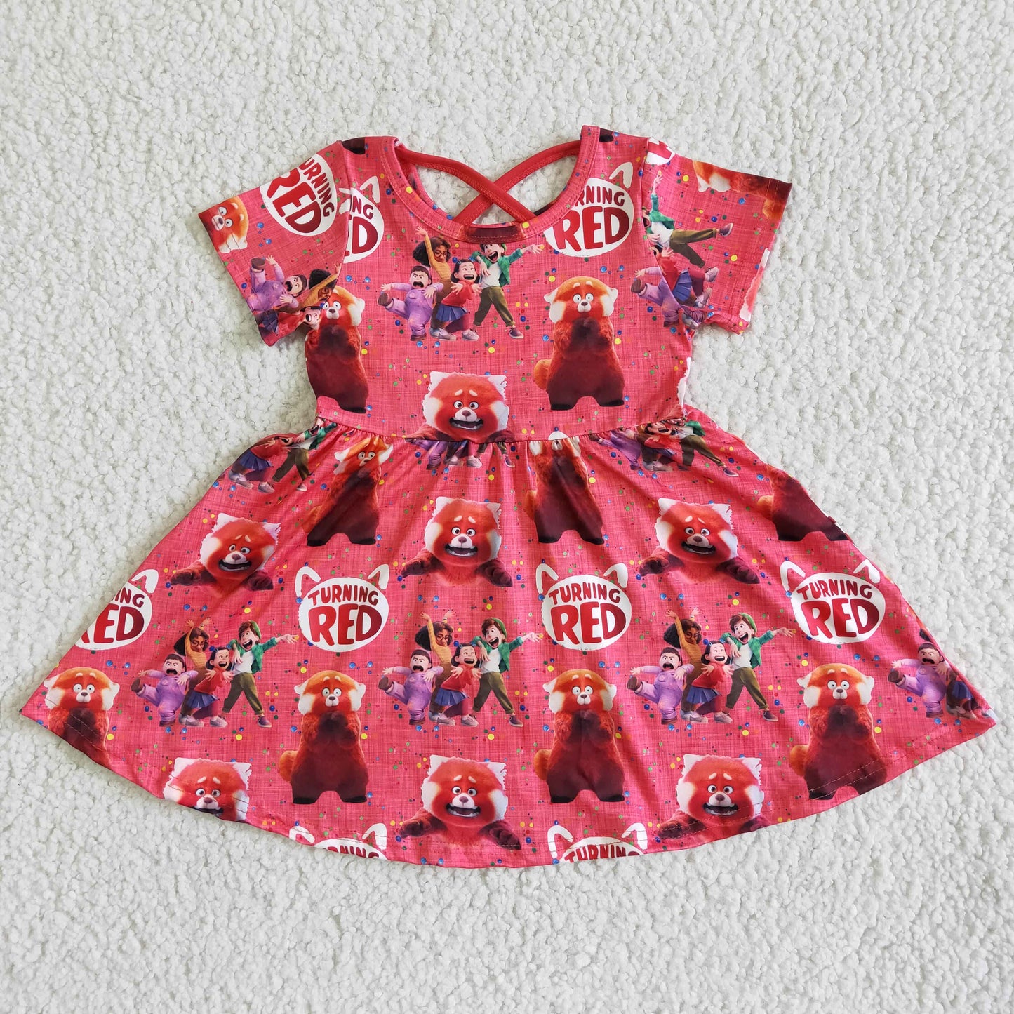 baby girls red cartoon twirl dress