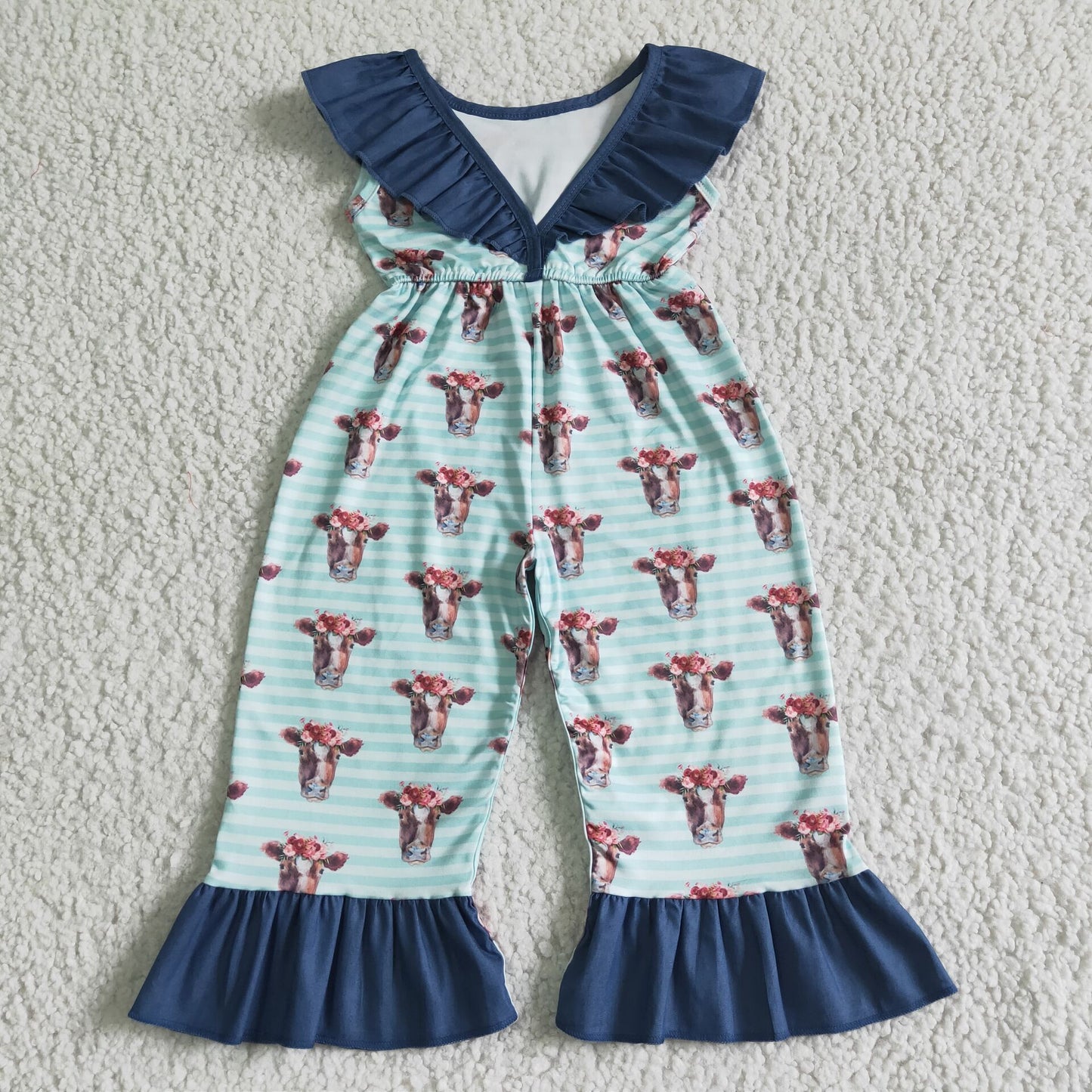 new arrival baby girls o-neck sleeveless jumpsuit  kids flowers and cow print overalls