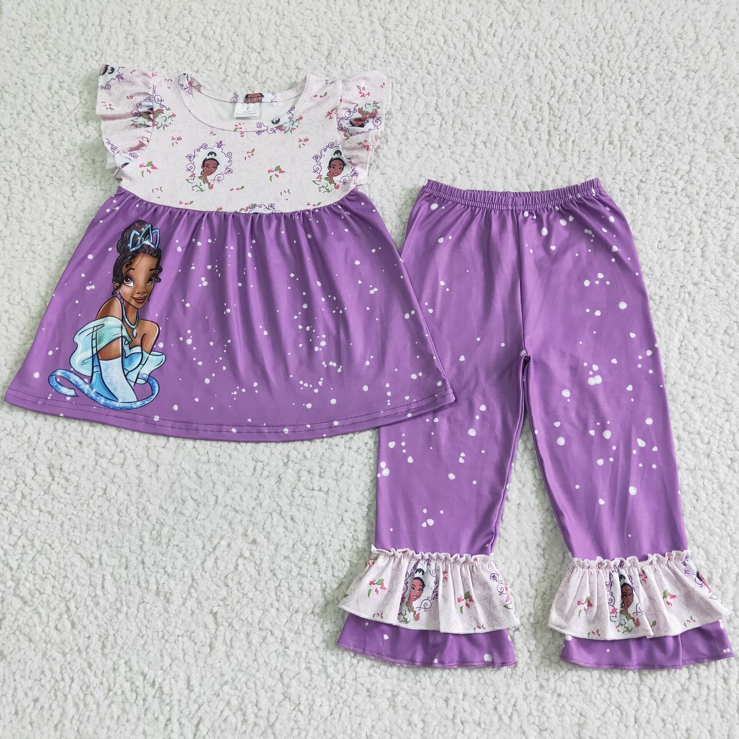 girl cute style tie-dye purple stitching outfit