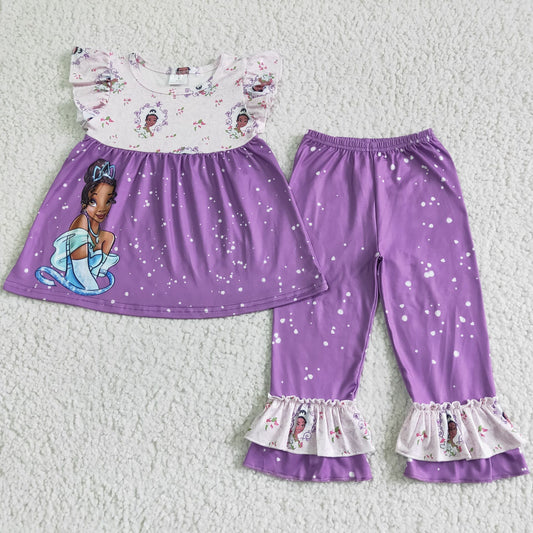 girl cute style tie-dye purple stitching outfit