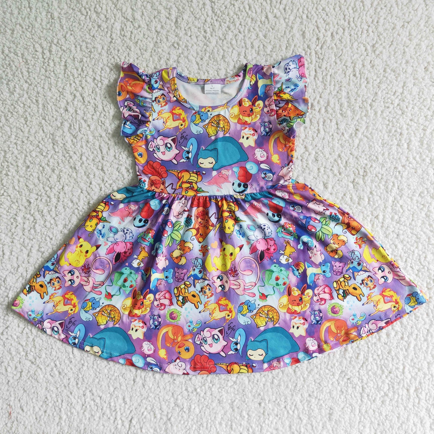 girl cute cartoon twirl dress with short sleeve