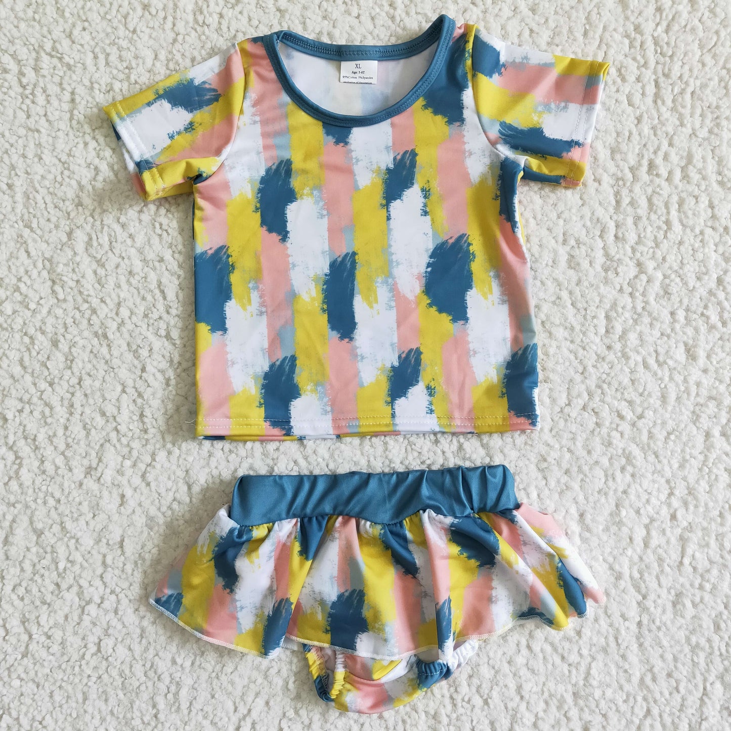 infants baby short sleeve top and bummie swimming suit girl tie-dye outfit