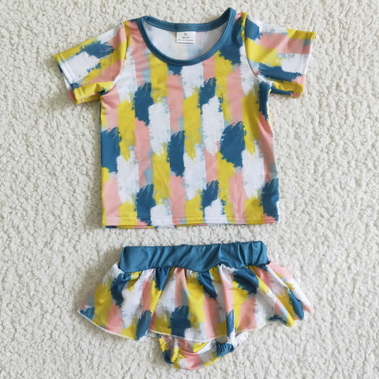 infants baby short sleeve top and bummie swimming suit girl tie-dye outfit