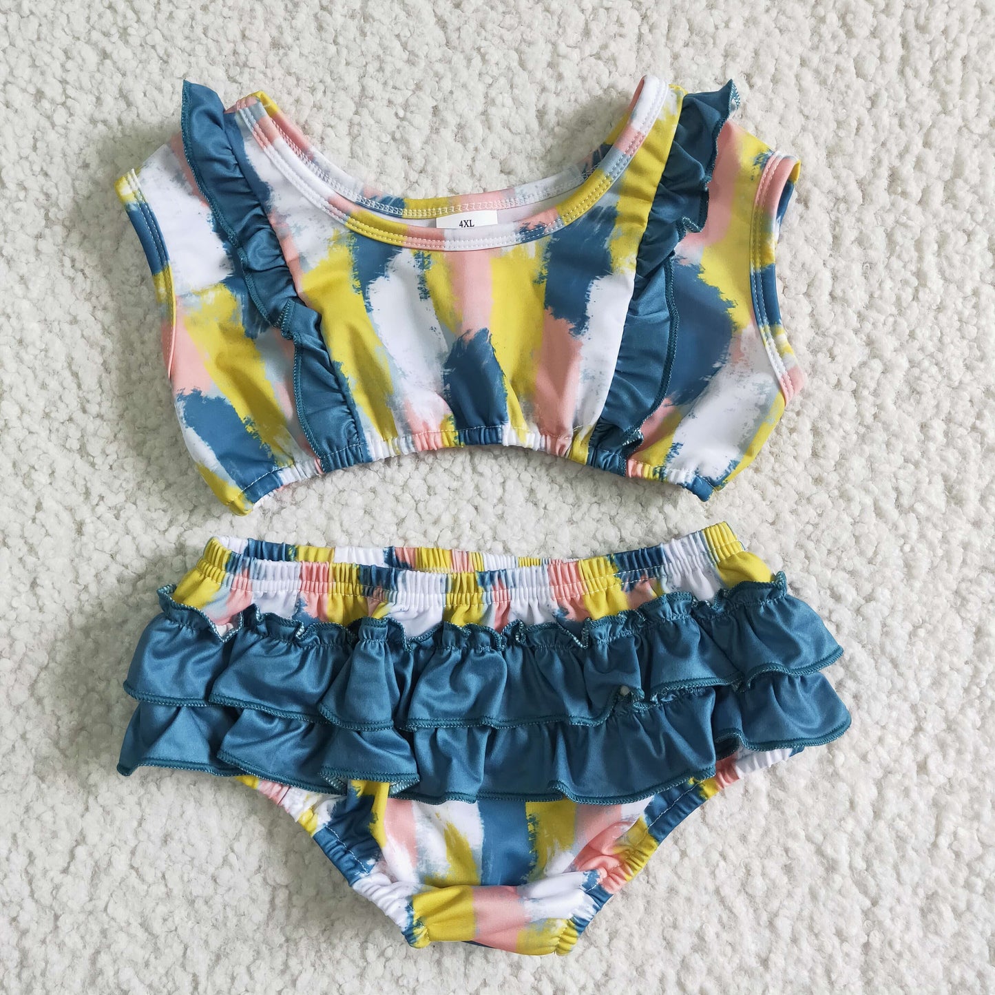 infants sleeveless swimming suit girls tie-dye design swim outfit