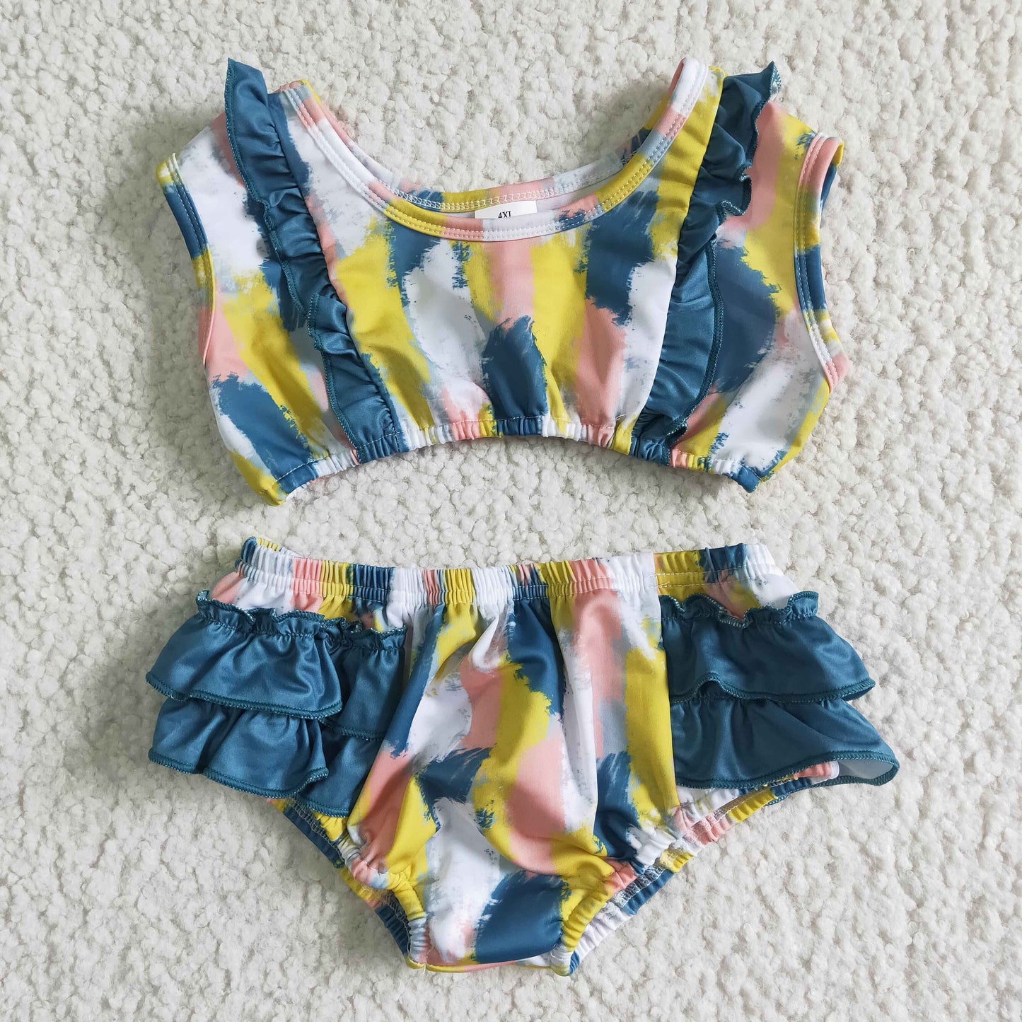 infants sleeveless swimming suit girls tie-dye design swim outfit