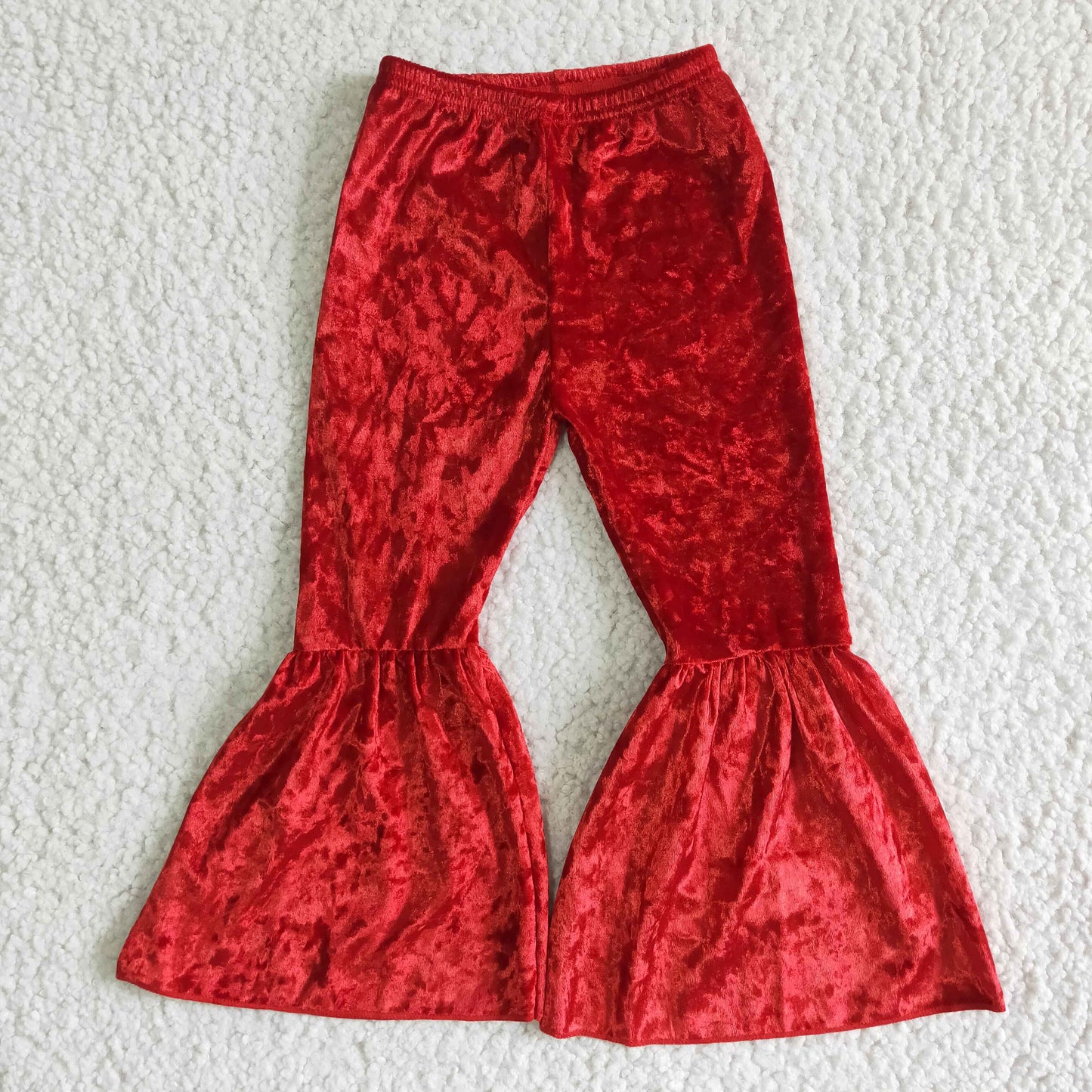 girl red velvet high quality bell pants kids fashion style elastic waist pants