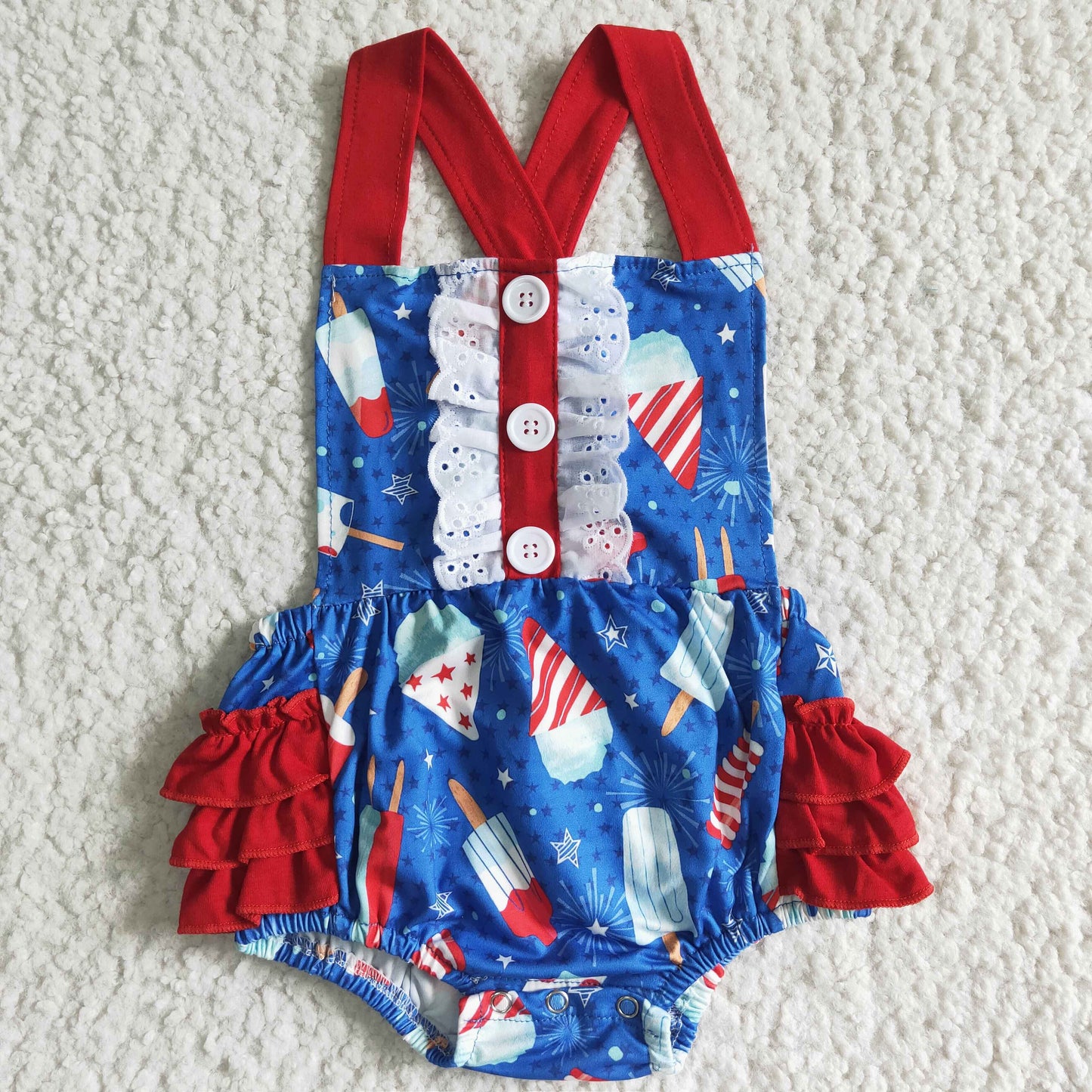 infants cute popsicle pattern romper with lace baby girls independence day jumpsuit