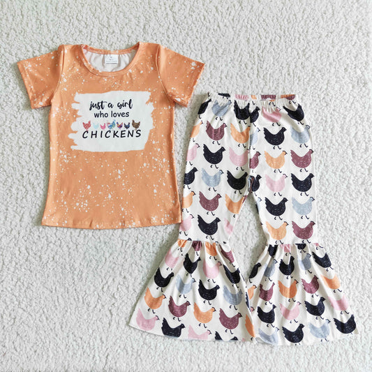 girl farm style summer outfit with chickens