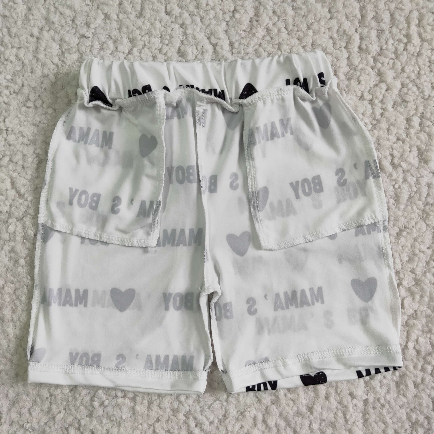 mama's boy white shorts children summer elastic waist shorts with pockets